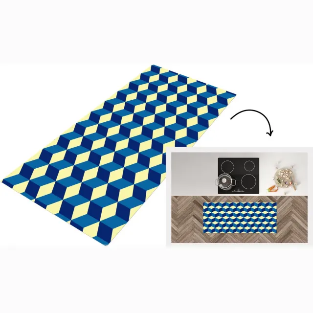 KitchenYeah Keukenloper - Loper keuken - Cube - Kubus - Patronen - Keukenloper vinyl multicolor, foto 2
