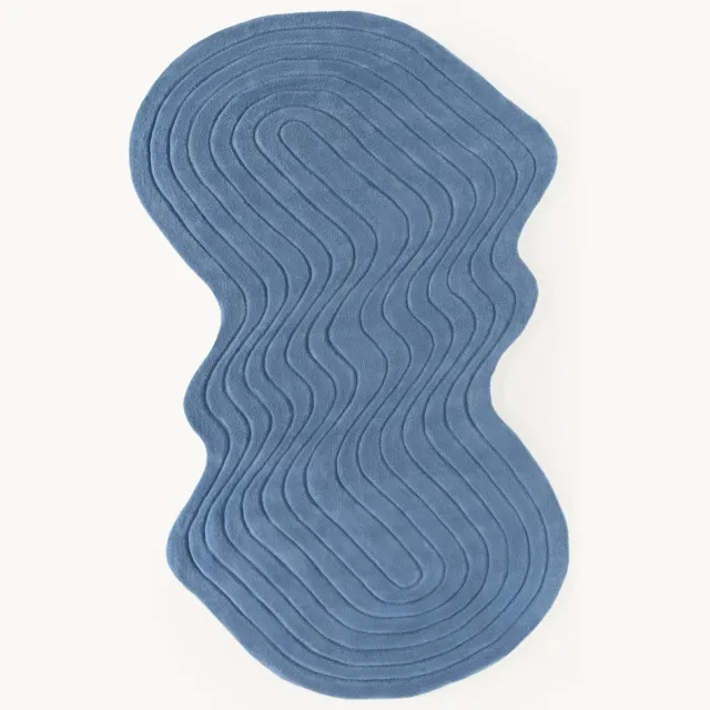 Westwing Collection Handgetuft wollen vloerkleed Aliza in organische vorm Blauw