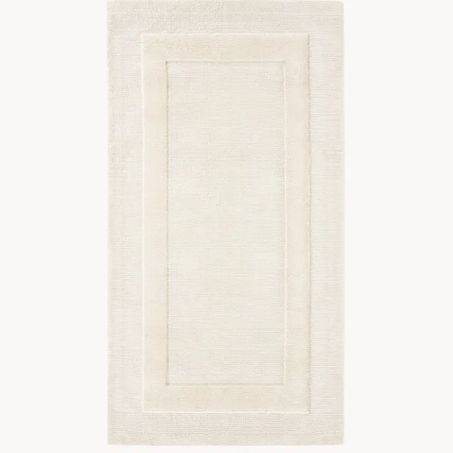 Westwing Collection Handgeweven katoenen vloerkleed Dania met hoog-laag structuur Wit