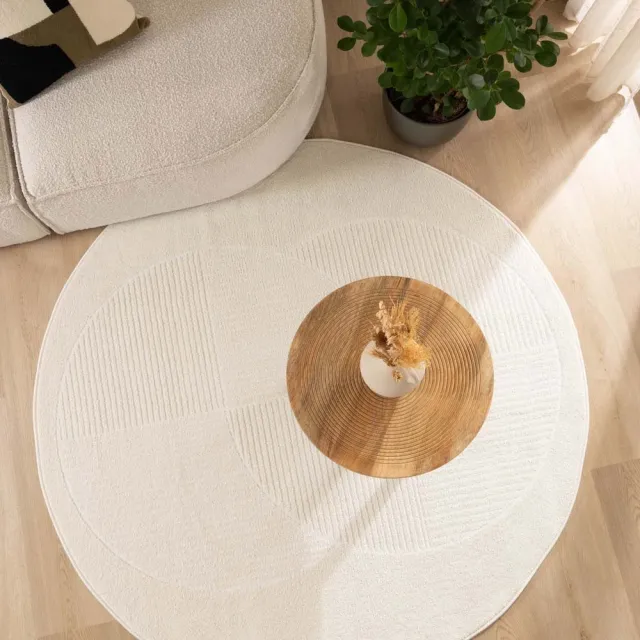 Nordic Weavers Scandinavisch vloerkleed rond - Contour Circle crème 140