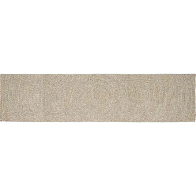 vidaXL Gebied Tapijt Natuurlijk en Wit 80 x 400 cm Jute Bruin