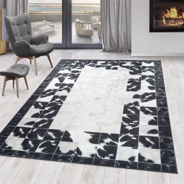 TapisTrend Antislipmatten Zwart 120x170 cm Binnenkleed, geruit patroon, grijze, modern design, duurzaam en slijtvast, bohemian stijl