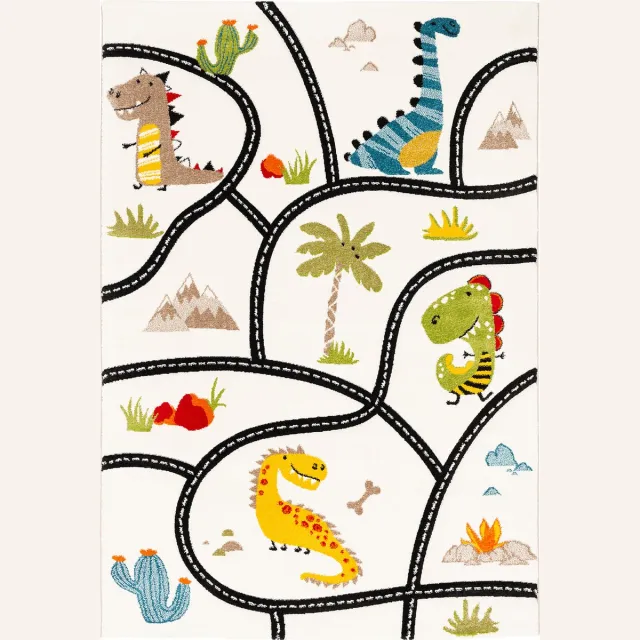 Pergamon Vloerkleed Maui Kinderen spelen Dinosaurus Straat Mulit