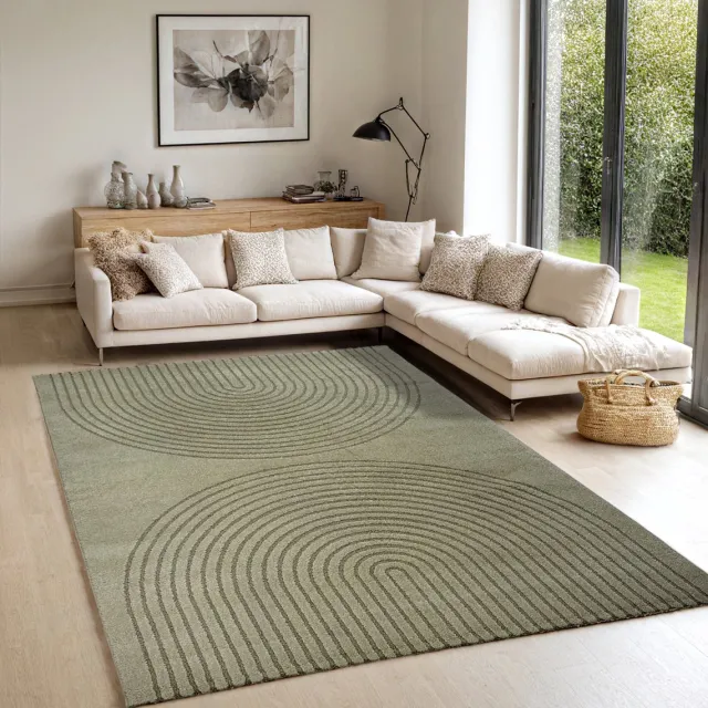 the carpet Elisa – zacht hoogpolig woonkamer vloerkleed, modern design tapijt met geometrisch patroon, groen, 240 x 340 cm