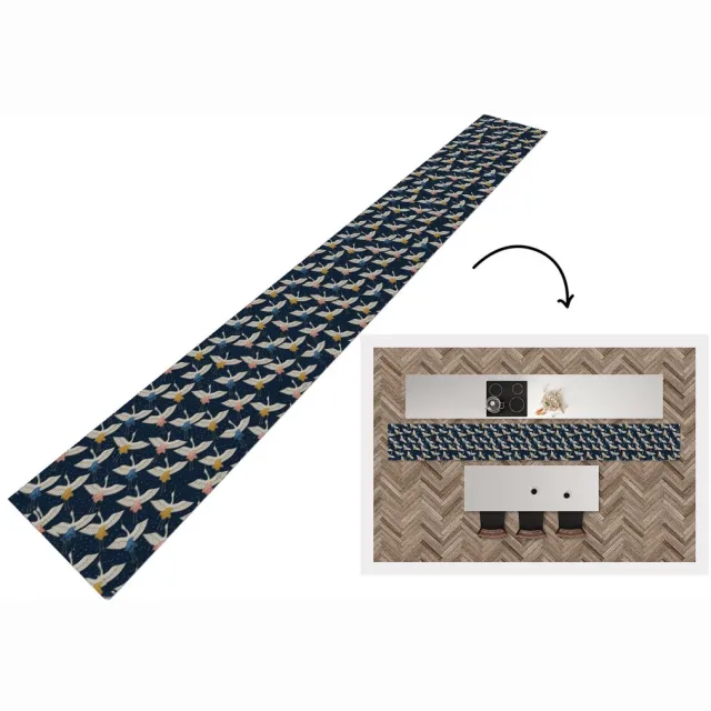 KitchenYeah Keukenloper - Keukenmat vinyl Vogels - Nacht - Japan - Patronen - Keukenmatten loper - Keuken vloerkleed tapijt