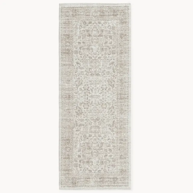 Westwing Collection Handgeweven indoor & outdoor loper Tiara met vintage patroon Beige