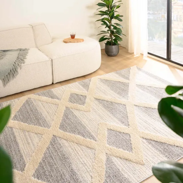 Tapeso Scandinavisch vloerkleed - Fjord Farger grijs/crème 200x290