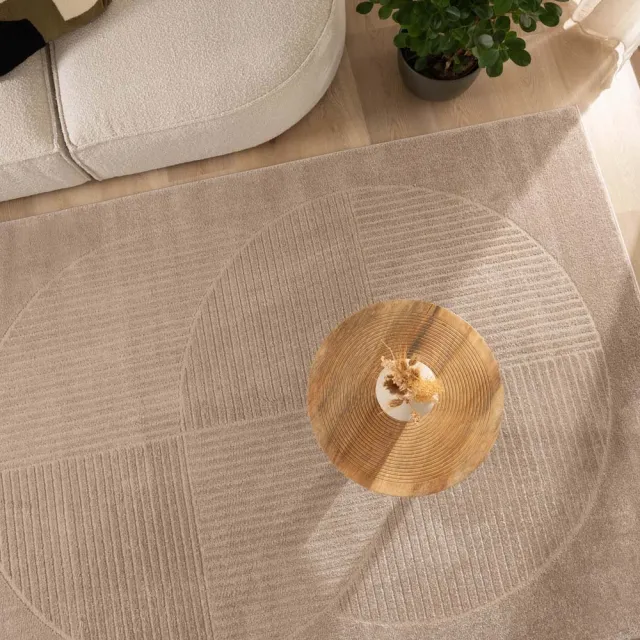 Nordic Weavers Scandinavisch vloerkleed - Contour Circle beige 140x200