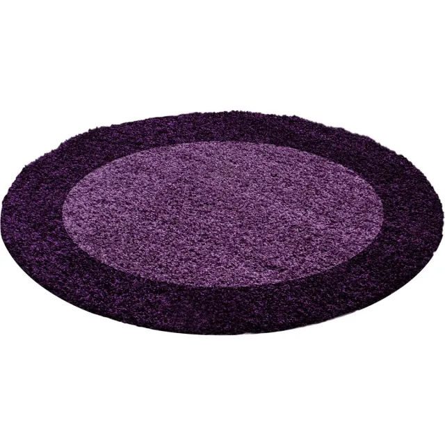 Muratap Basic Rond Shaggy Kader vloerkleed Paars Hoogpolig