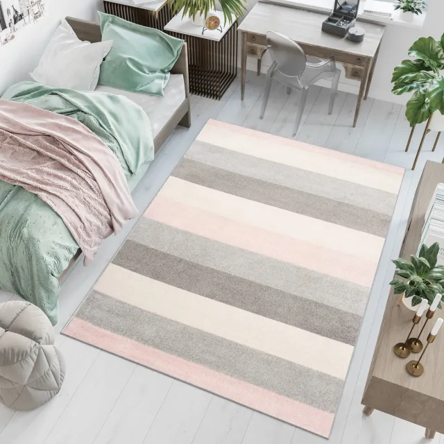 Tapiso Lazur Vloerkleed Grijs Modern Slaapkamer Tapijt Grijs Roze