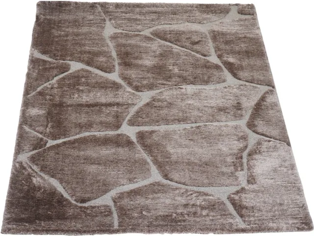 Veer Carpets Vloerkleed Macy Bruin - Design Hoog-Laag Vloerkleed met Organisch Keien Patroon in Scandinavische / Japandi Stijl