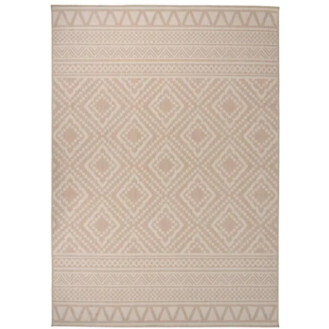vidaXL Buitenkleed met patroon platgeweven 120x170 cm bruin