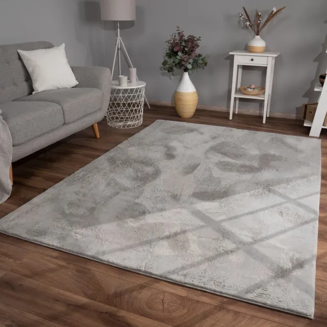 TT Home Woonkamer hoogpolig tapijt imitatiebont moderne effen kleuren pluizig zacht 60 x 90 cm Rechthoek 60 x 90 cm Rechthoek grijs