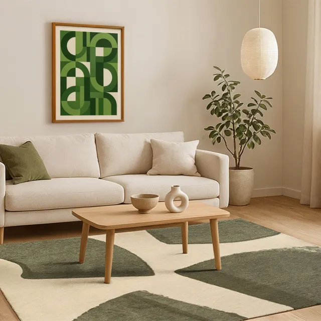 LOLA&MOI Binnen & Buiten Vloerkleed - 80 x 150 cm - Lola&Moi Corner Malachite - Laagpolig Tapijt - Gerecycled PET - Made in Belgium - Circulair Groen