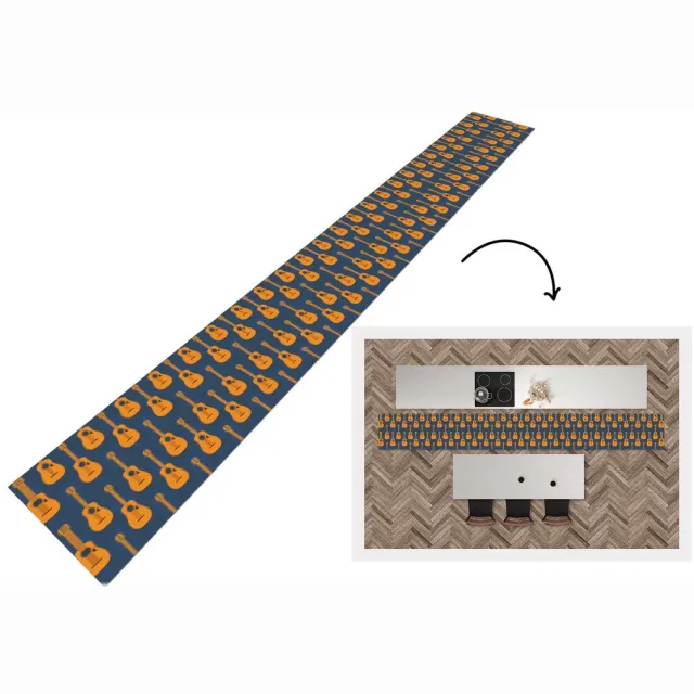 KitchenYeah Keukenloper - Keukenmat - Gitaar - Patronen - Muziek - Keuken vloerkleed Multicolor
