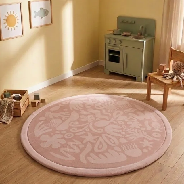 Little Olly Rond wasbaar speelkleed - Flo Roze - Ø 200cm