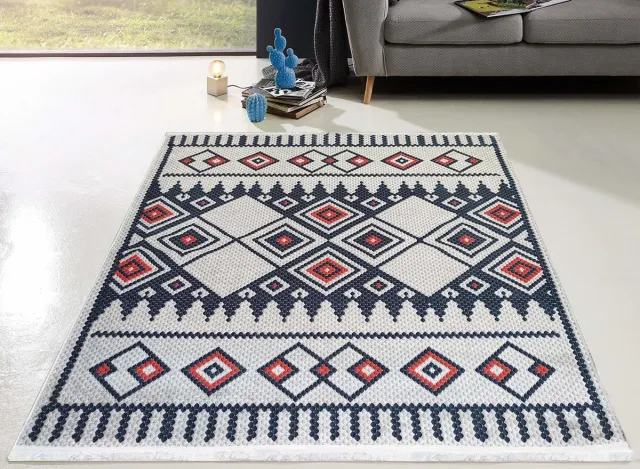 flycarpets Hana Wasbaar Vintage Vloerkleed - Antraciet / Rood / Creme - Laagpolig Tapijt Woonkamer - 200x290 cm