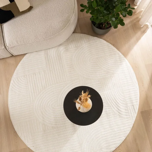 Nordic Weavers Scandinavisch vloerkleed rond - Contour Bend crème 100