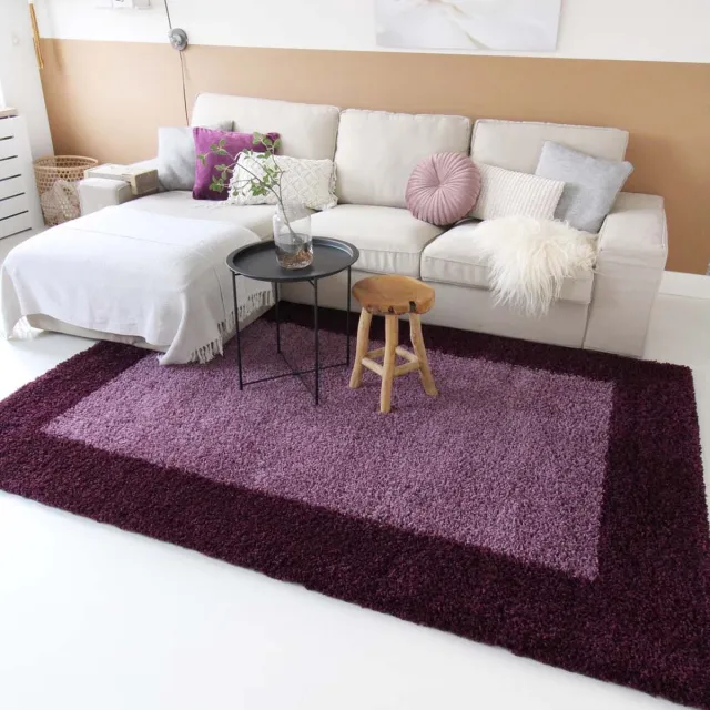 Tapeso Hoogpolig vloerkleed - Trend Frame paars 240x340