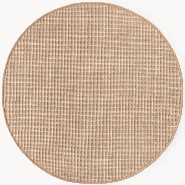 Westwing Collection Rond wollen vloerkleed Amaro, handgeweven Lichtbruin