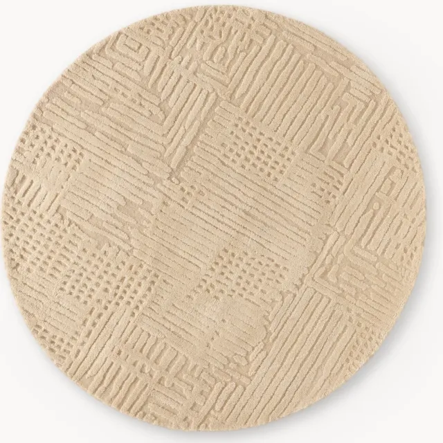 Westwing Collection Rond wollen vloerkleed Merima, handgetuft Beige