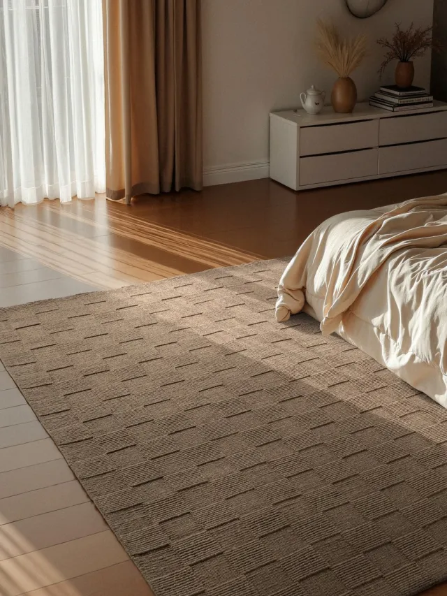 Villeroy & Boch Wollen vloerkleed Scala Blocks - Taupe - Natuurlijk Tapijt - Laagpolig - 80x200 cm