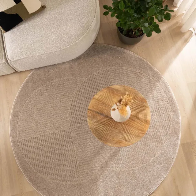 Nordic Weavers Scandinavisch vloerkleed rond - Contour Circle beige 80