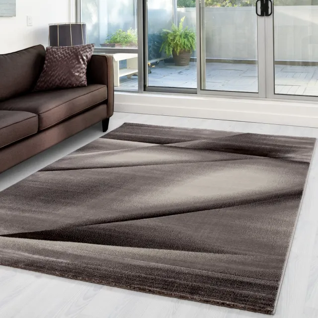 Ayyildiz Laagpolig vloerkleed, abstract ontwerp, bruine kleur, woonkamerkleed, jute achterkant, afmeting: 240 x 340 cm BROWN