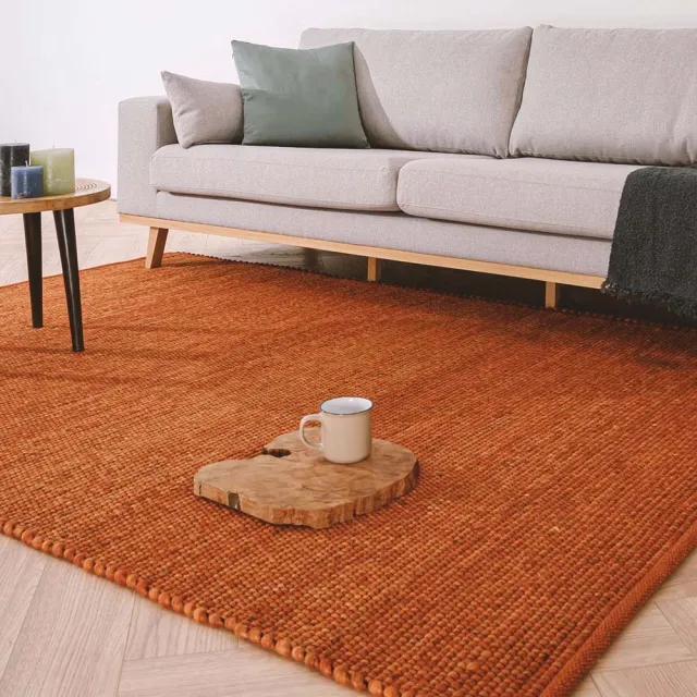 Nordic Weavers Wollen vloerkleed - Lett cognac 160x230 terracotta