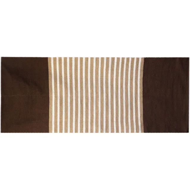 Ancient Wisdom Vloerkleed - Indiaas katoen 70x170cm donkerbruin beige - tapijt - interieur - decoratie - vloerbedekking - handgemaakt - vloerkleedje multicolor