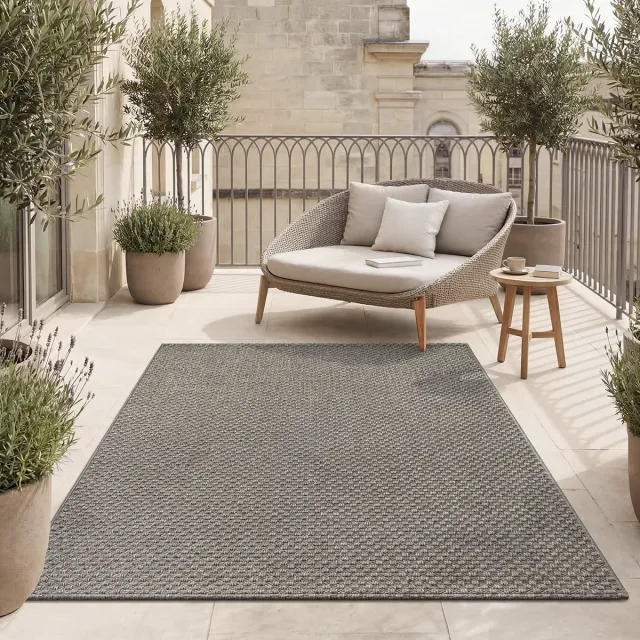 the carpet Maldives– Slijtvaste buitenkleed in Boho- & Vintage-stijl, weerbestendig, UV-bestendig & onderhoudsvriendelijk, ideaal voor balkon, terras, tuin & woonkamer, Donkergrijs, foto 2
