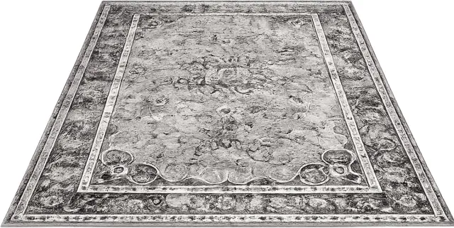 C. , R. E. CORE Vintage Vloerkleed - Wasbaar Retro Tapijt - Zacht Laagpolig Antislip Vloerkleed - Decoratief Woonkamertapijt - 120x170cm Zwart grijs wit