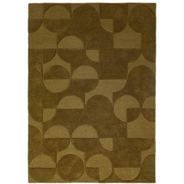 Flair Rugs Gigi Wool Geometric vloerkleed olijfgroen
