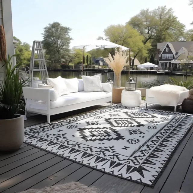 flycarpets Elle Decoration - Binnen & Buitenkleed - Omkeerbaar - Gemini - Zwart - 120x170 cm