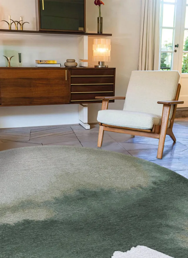 Louis de Poortere Wasbaar Binnen & Buiten Vloerkleed - 290 x 290 cm - Louis De Poortere Lagoon Palm Green - Laagpolig Tapijt - Gerecycled PET - Made in Belgium - Circulair Groen