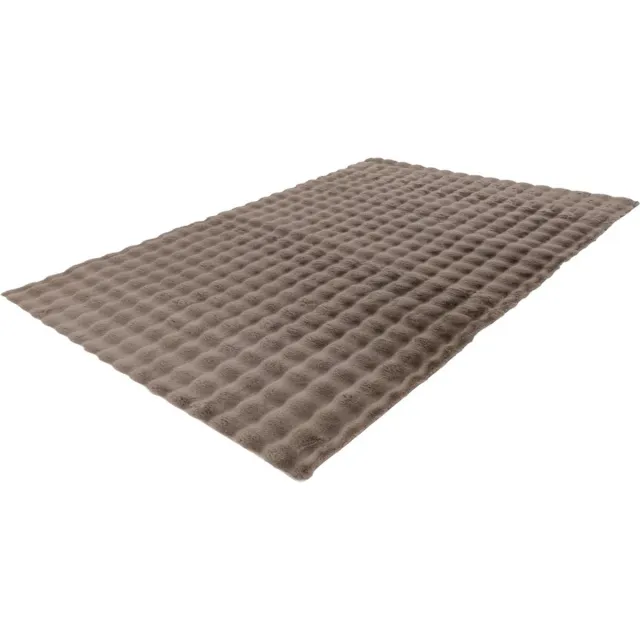 Lalee Harmony - 3d Vloerkleed - Tapijt – Karpet - Hoogpolig - Superzacht - Fluffy - Shiny- 3d blokjes- rabbit- 80x150 cm Taupe