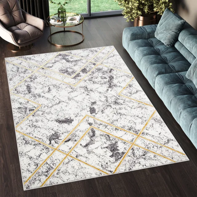 Tapiso Shine Vloerkleed Grijs Tapijt Abstract Modern Creme 2