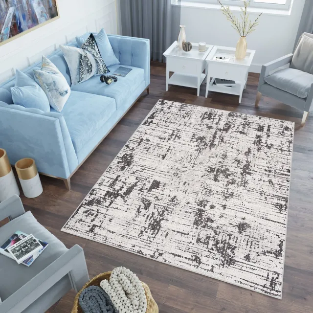Tapiso Lotus Vloerkleed Zwart Antraciet Laagpolig Woonkamer Tapijt Antraciet 3