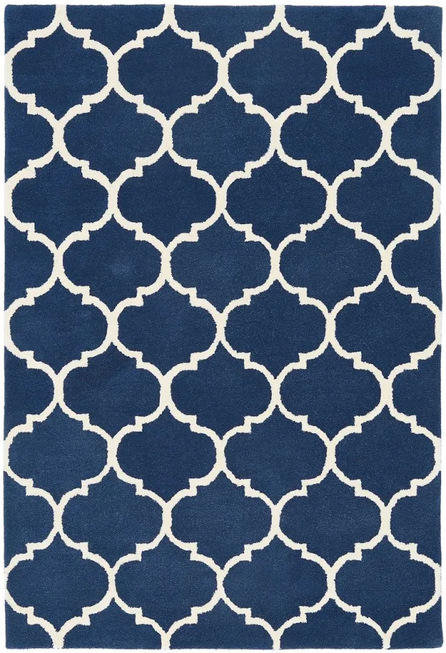 Eazy Living Easy Living - Albany-Ogee-Blue Vloerkleed - 160x230 - Rechthoek - Laagpolig Tapijt - Klassiek - Blauw, Wit