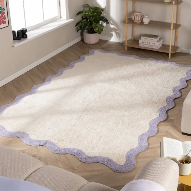 Fraai Wasbaar vloerkleed - Hazy Lila/Creme - 160x230cm Paars