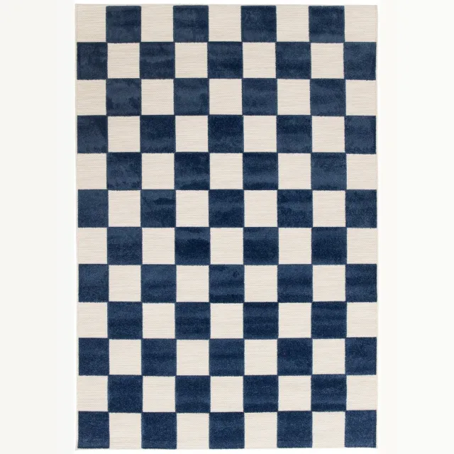 AFK Living Kinderkleed met sculpturaal effect PETITS CARREAUX blauw