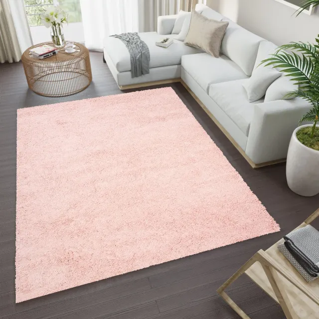 Tapiso Essence Vloerkleed Roze Hoogpolig Shaggy Tapijt Maat- 300x400