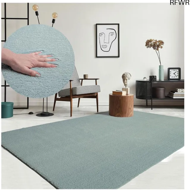 RFWR Moderne Pluizige Kortpolige Tapijt - Antislip en Wasbaar tot 30 Graden in Blue, 80 x 150 cm Blauw