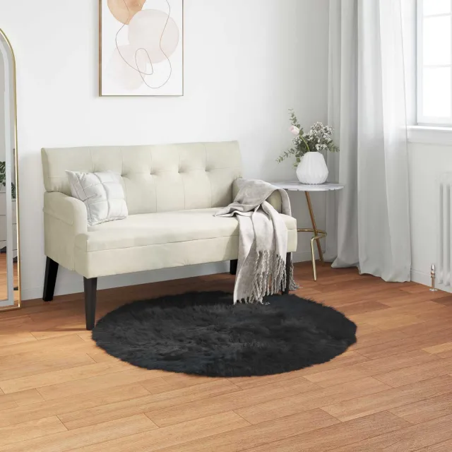 vidaXL Tapijt van imitatie TAFALLA Zwart Ø 80 cm Polyester, foto 2