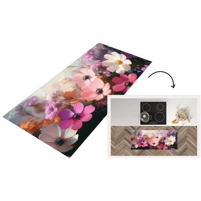 KitchenYeah Keukenloper - Keukenmat vinyl Bloemen - Kleurrijk - Bloei - Keukenmatten loper - Keuken vloerkleed tapijt