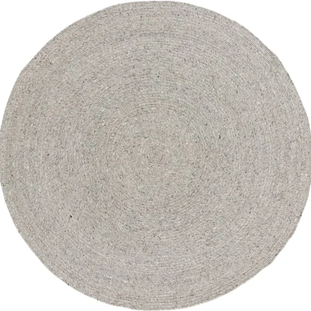 Lino Alba Grey Rond Vloerkleed Ø 200cm - Handgeweven Wollen Luxe Tapijt - 100% Viltwol - 12mm dik - 2,8kg/m² - Grijs Tapijt Woonkamer - Laagpolig vloerkleed - Tapijt Slaapkamer - Tapijt Eetkamer