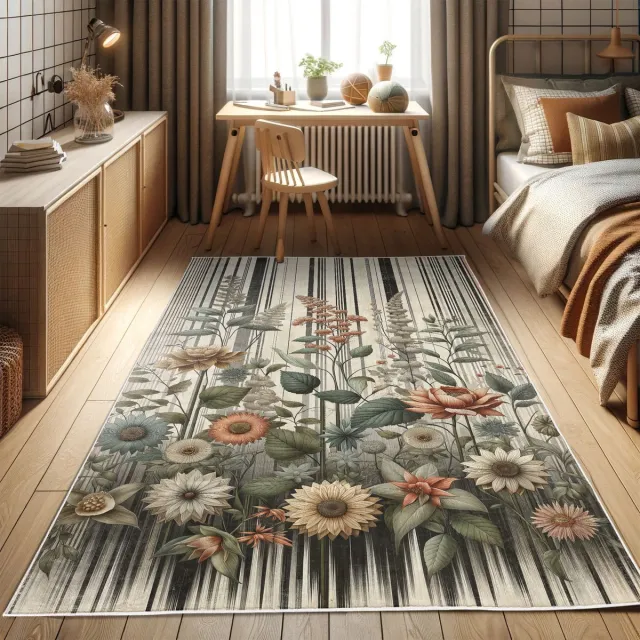 ABAKUHAUS Vloerkleed - Woonkamer Tapijt – Botanisch – 60 x 152 cm – saliegroen