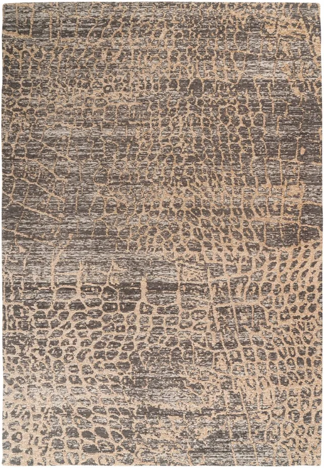 Padiro design laagpolig vloerkleed 120 x 170 cm - donkerbeige - modern abstract ontwerp - voor vloerverwarming - van polyester en katoen