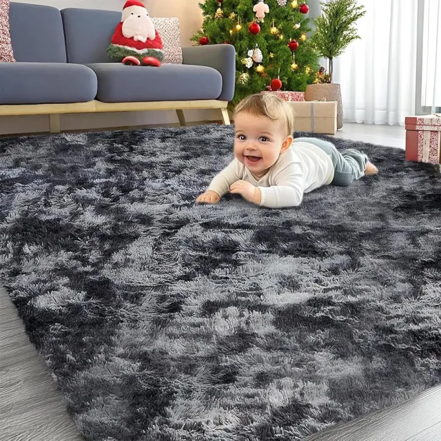 Provento Hoogpolig tapijt 140 x 200 cm donkergrijs wasbaar antislip knuffeltapijt slaapkamer woonkamer kinderkamer Any