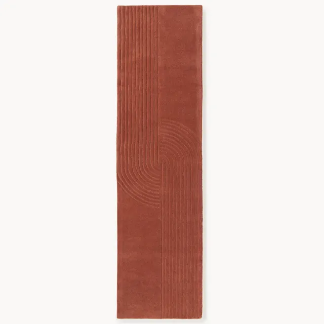 Westwing Collection Handgetuft wollen loper Mason Wijnrood